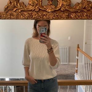 CeCe Winter White 3/4 Sleeve Sweater in Medium